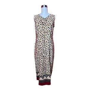 Vintage Cheetah Print Tribal Sleeveless Maxi Dress 90s Boho IndieSleaze